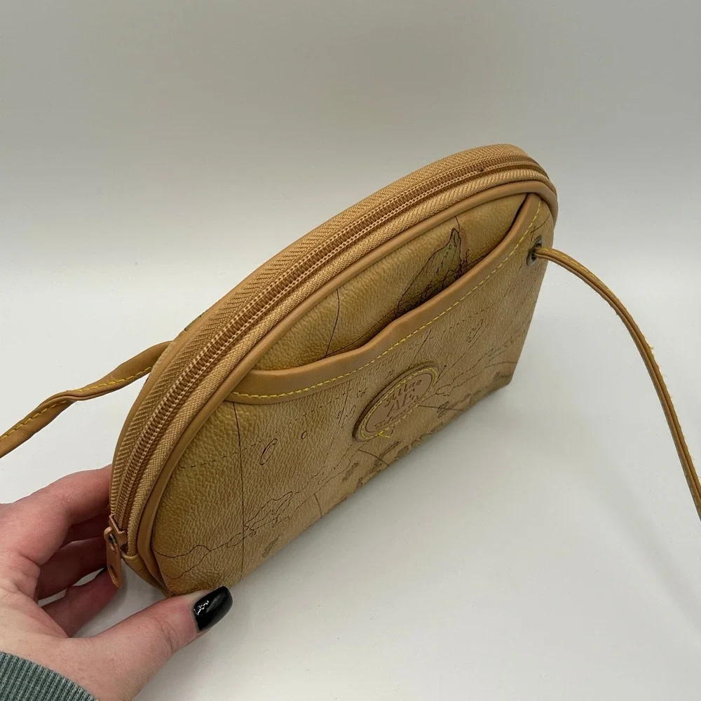 Allan Edward Vintage World Map Crossbody Bag Wristlet Set Tan Travel Neutral